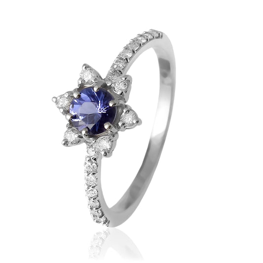 ANEL ESTRELA TANZANITA E BRILHANTES