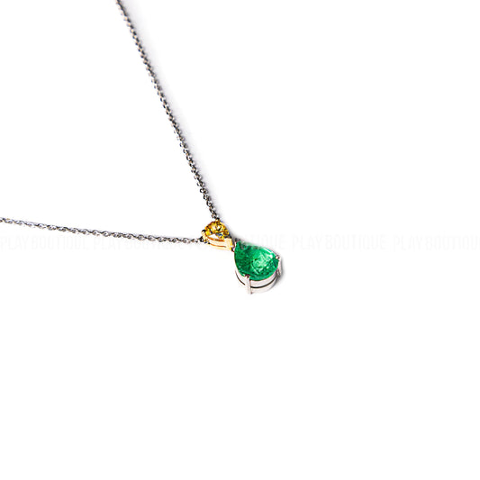 COLAR GOTA FANCY YELLOW E ESMERALDA BRASILEIRA 1.64 CT