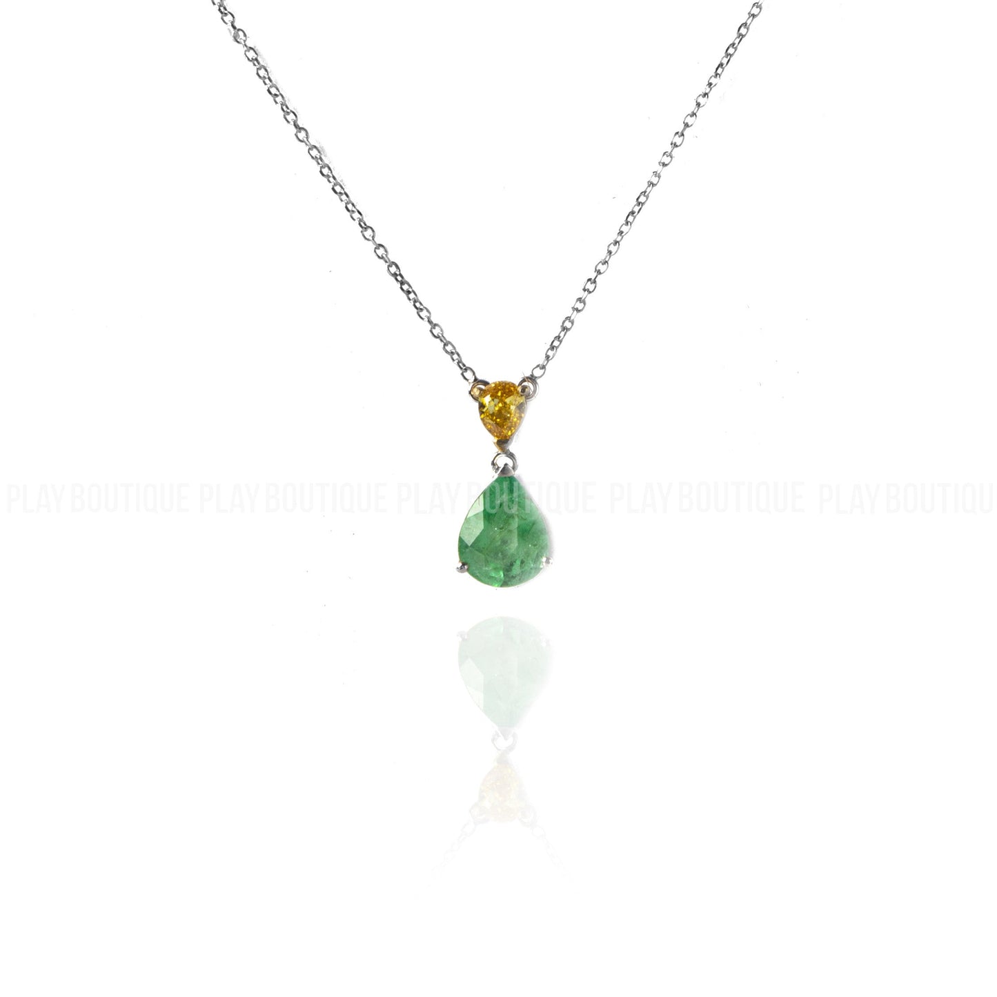 COLAR GOTA FANCY YELLOW E ESMERALDA BRASILEIRA 1.64 CT