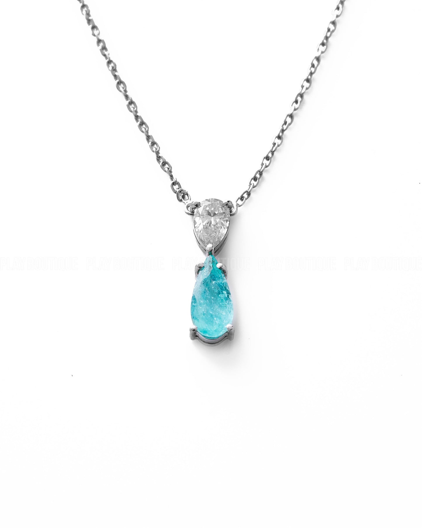 COLAR GOTA TURMALINA PARAIBA E DIAMANTE 2 CT