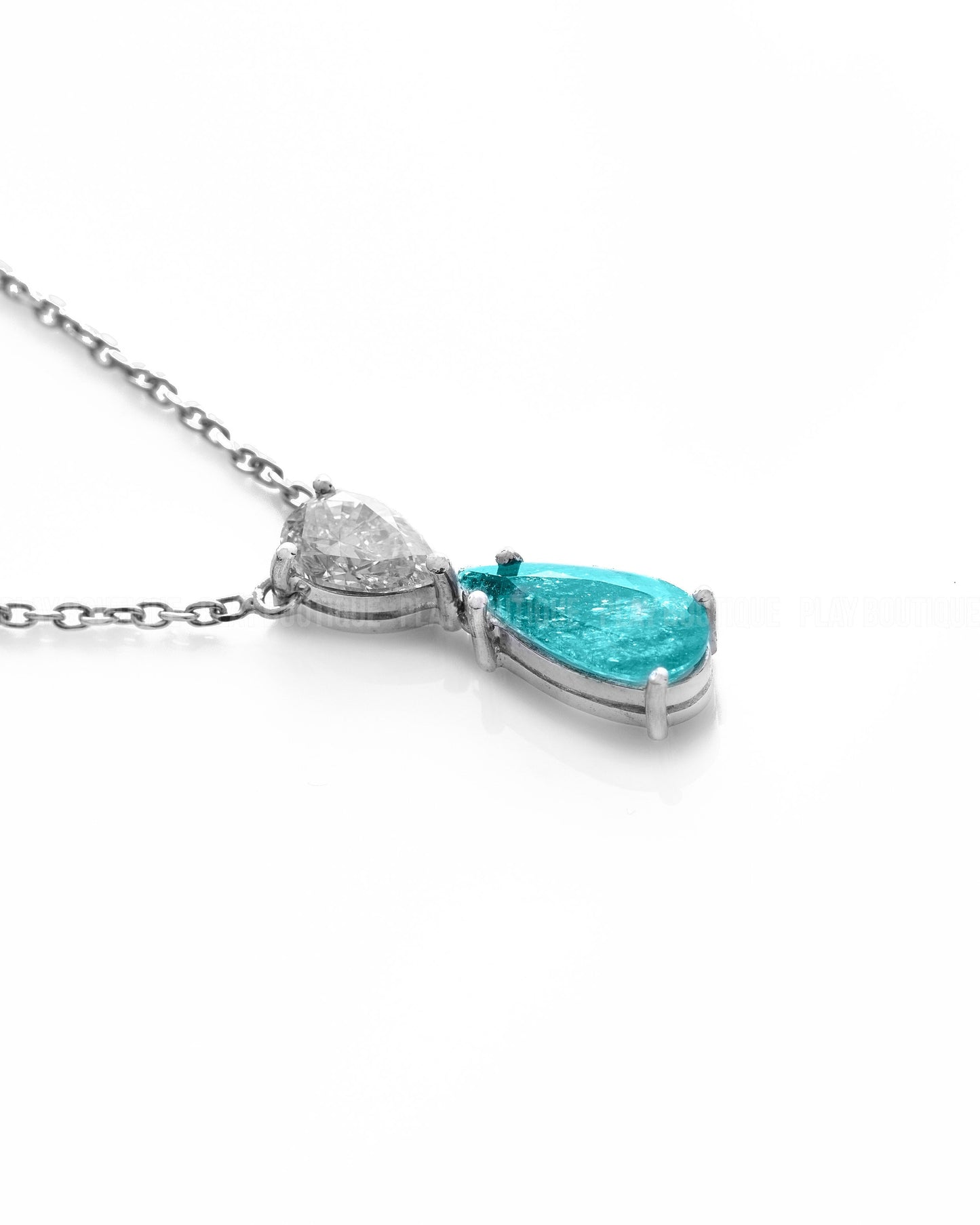 COLAR GOTA TURMALINA PARAIBA E DIAMANTE 2 CT