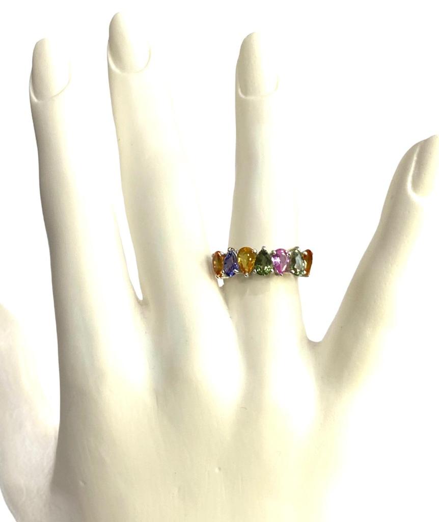 MEIA ALIANÇA SAFIRAS COLORIDAS 3.1 CT