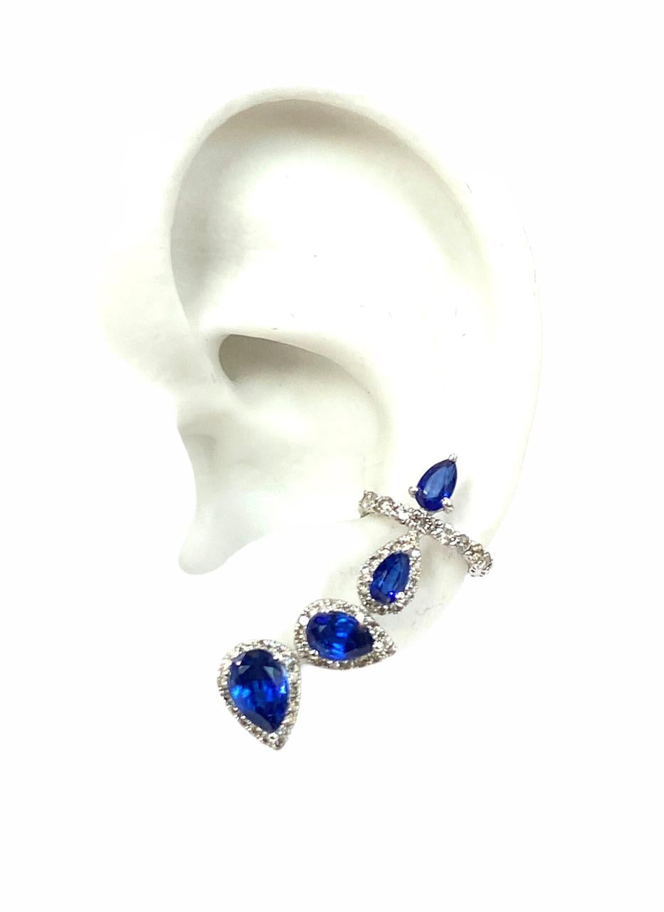 BRINCO EARCUFF SAFIRA E BRILHANTES 5.0 CT