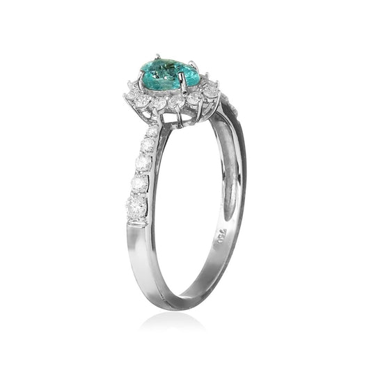 Anel Gota Turmalina Paraíba e Diamantes 1 CT