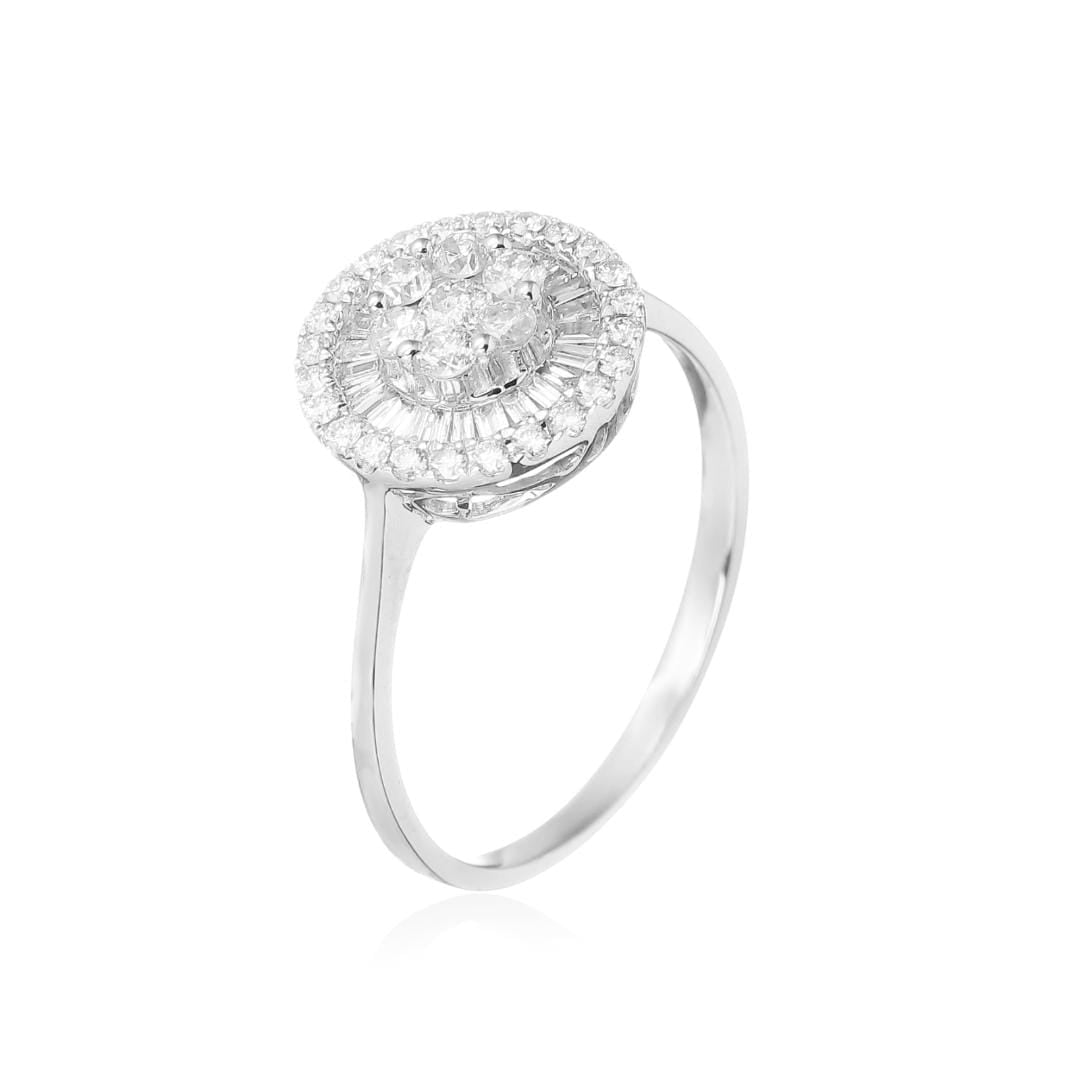 Anel Pizza Diamantes Baguete e Brilhantes 0.5 CT