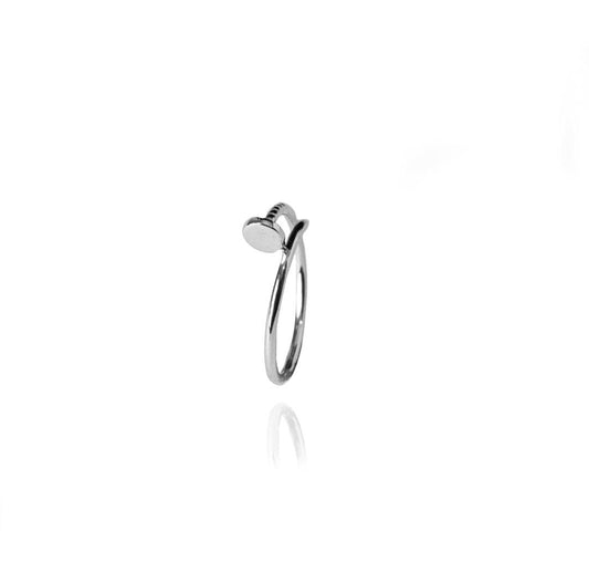 Anel Prego Ouro Branco 18K