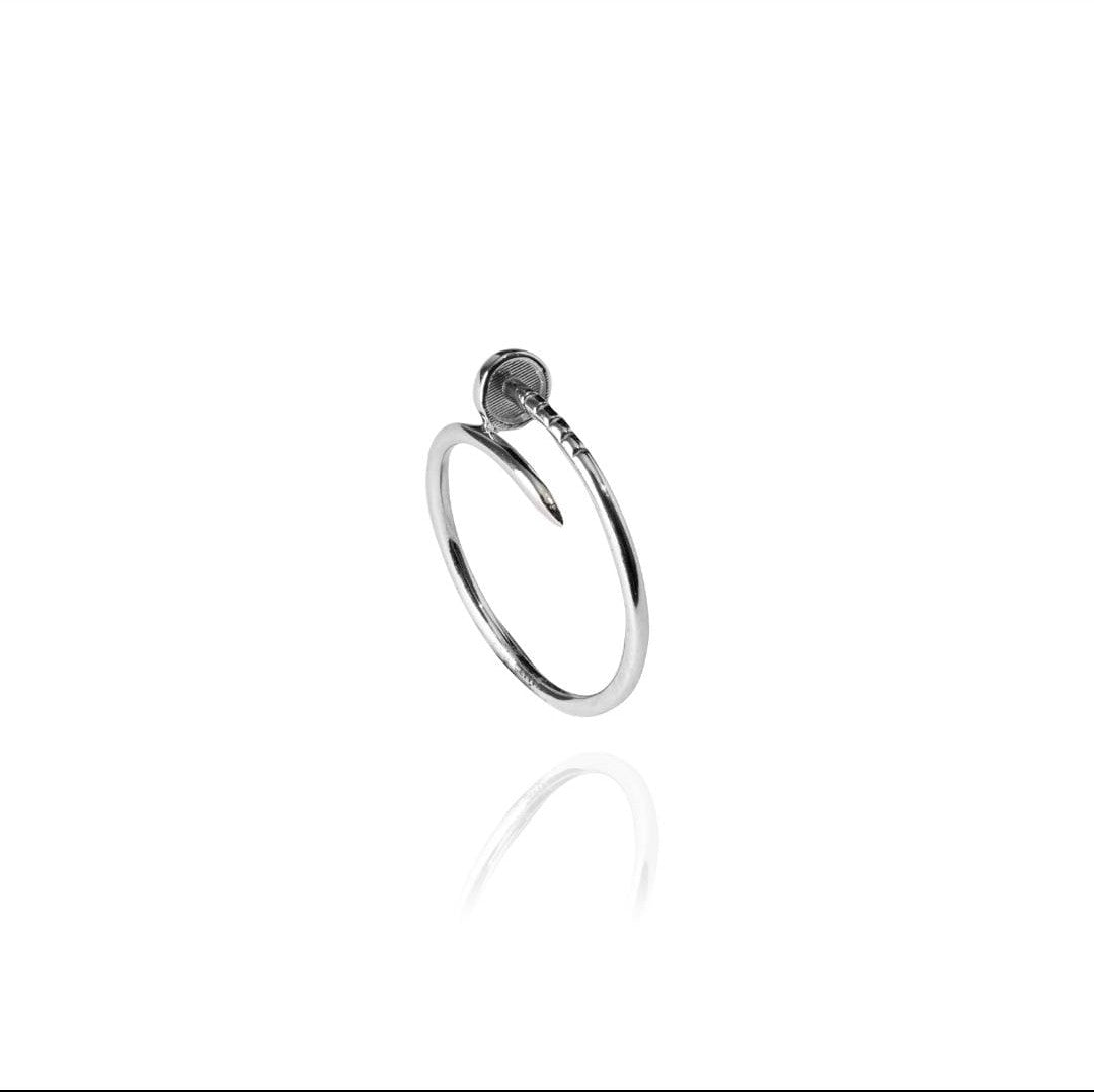 Anel Prego Ouro Branco 18K