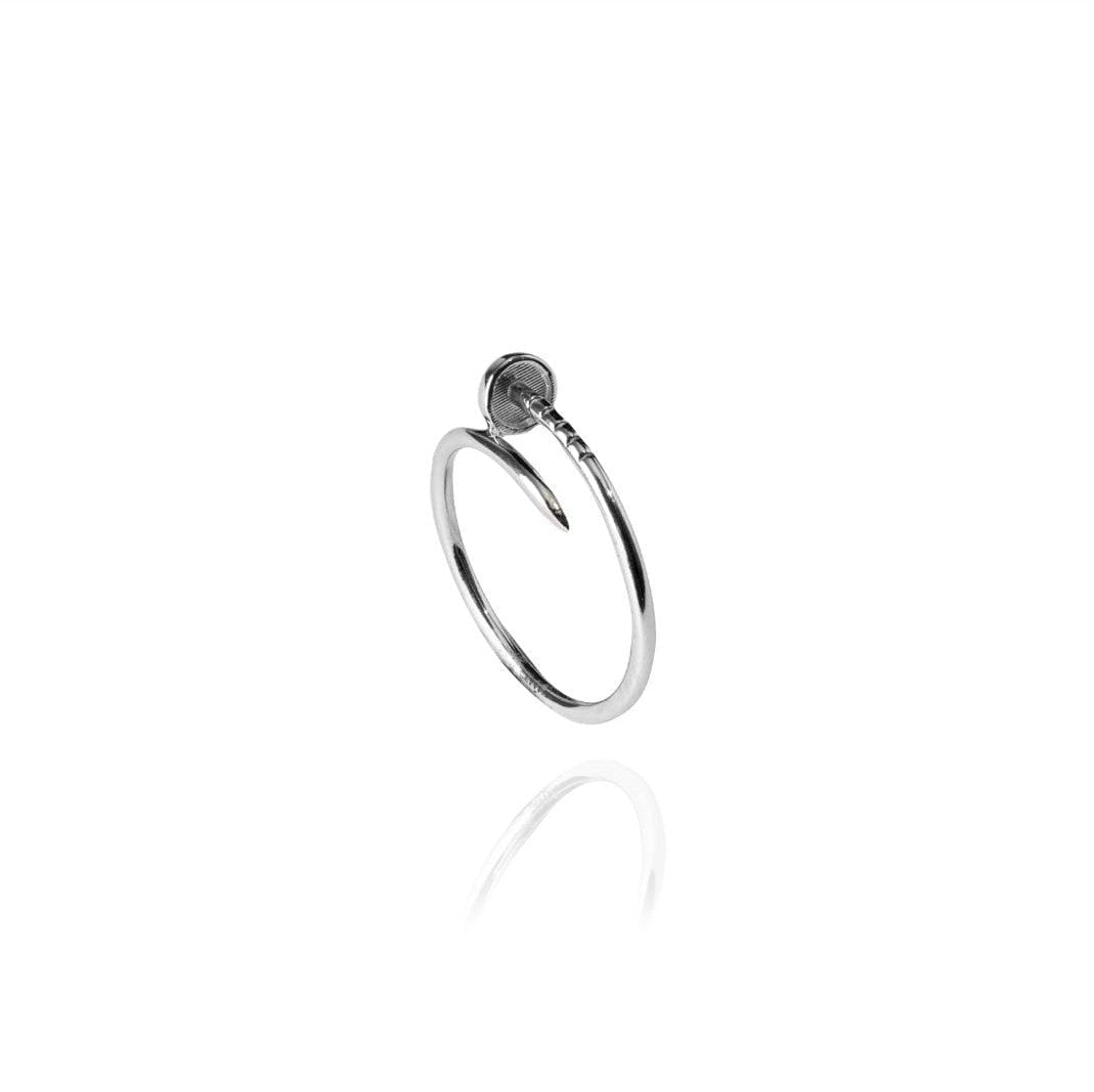 Anel Prego Ouro Branco 18K