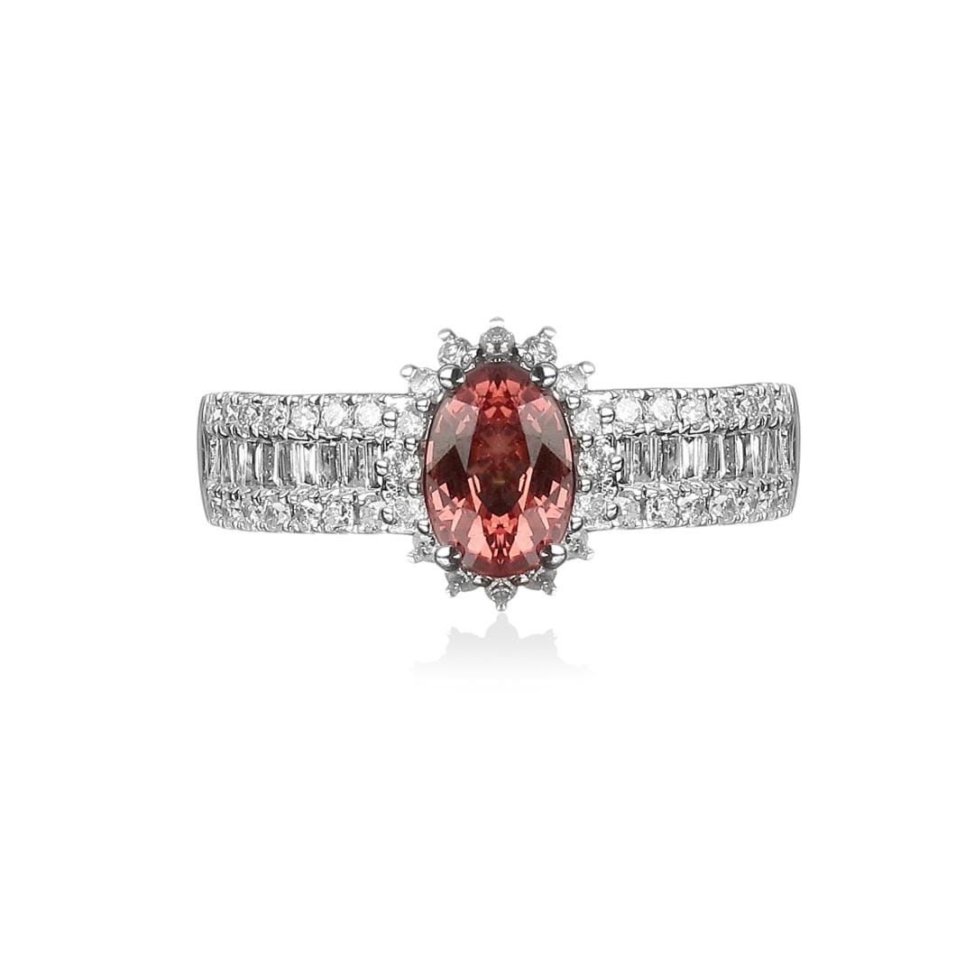Anel Rubi e Diamantes Baguete com Brilhantes 1.3 CT