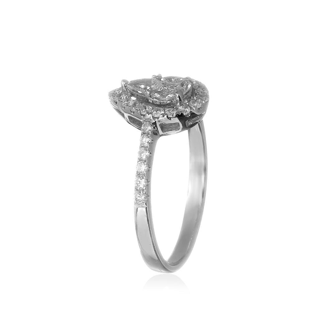 Anel Solitário Brilhantes Illusion Gota 0.56 CT