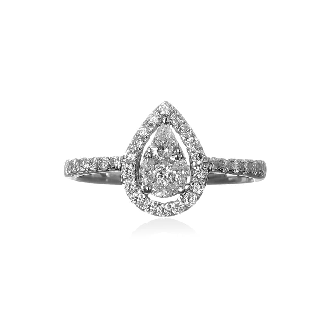 Anel Solitário Brilhantes Illusion Gota 0.56 CT