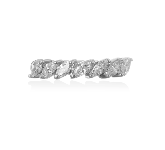 MEIA ALIANÇA DIAMANTES NAVETE E BRILHANTES 1.2 CT