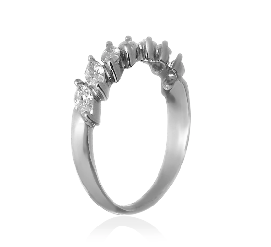 MEIA ALIANÇA DIAMANTES NAVETE E BRILHANTES 1.2 CT