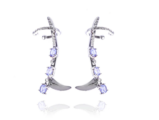 Brinco Ear Curff Tanzanita e Brilhantes 2 CT