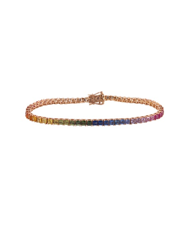 Pulseira Riviera Princess Rainbow Safiras Coloridas 9 CT