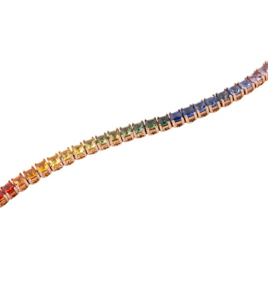 Pulseira Riviera Princess Rainbow Safiras Coloridas 9 CT