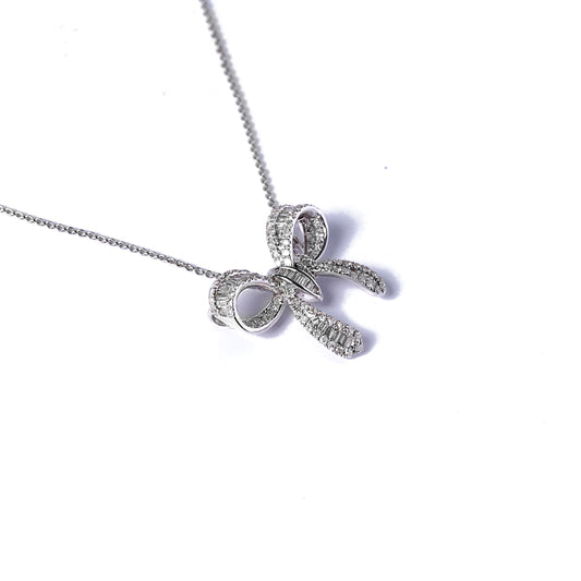 COLAR LAÇO DIAMANTES BAGUETE E BRILHANTES 2 CT