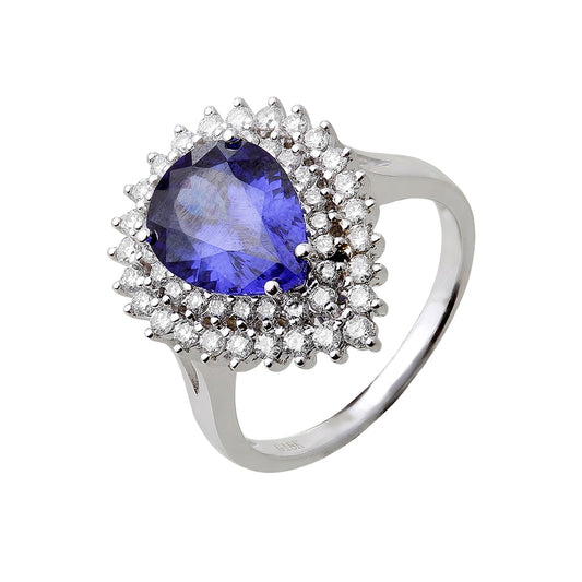 ANEL GOTA TANZANITA E BRILHANTES 4.3 CT