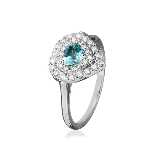 ANEL CORAÇÃO TURMALINA PARAÍBA E BRILHANTES 1.0 CT