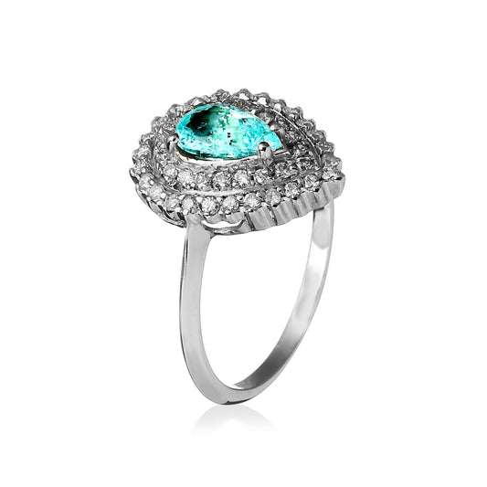 ANEL GOTA TURMALINA PARAÍBA E BRILHANTES 1.6 CT