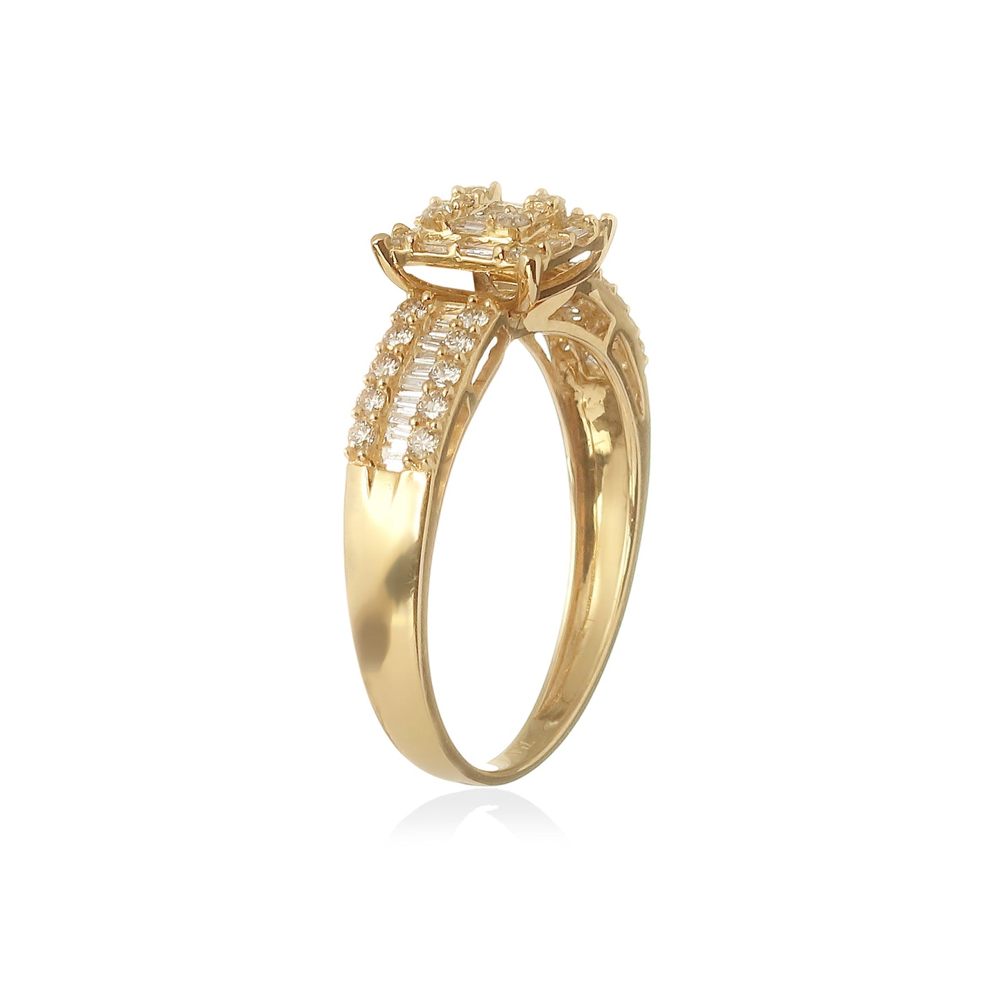 ANEL MEIA ALIANÇA DIAMANTES BAGUETE E BRILHANTES 0.5 CT
