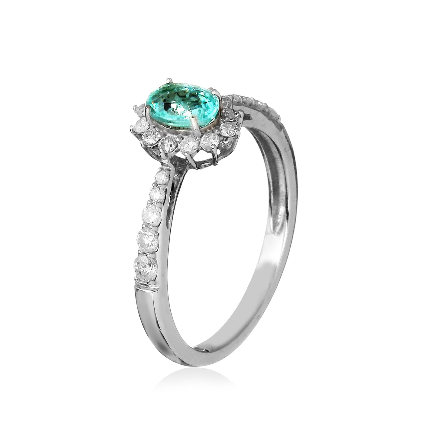 ANEL OVAL TURMALINA PARAÍBA E DIAMANTES 1 CT