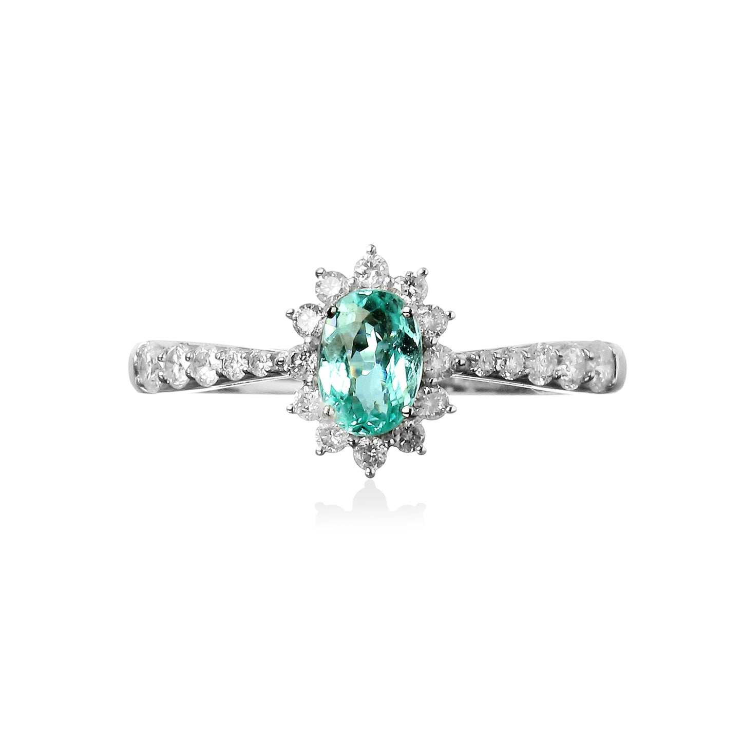 ANEL OVAL TURMALINA PARAÍBA E DIAMANTES 1 CT