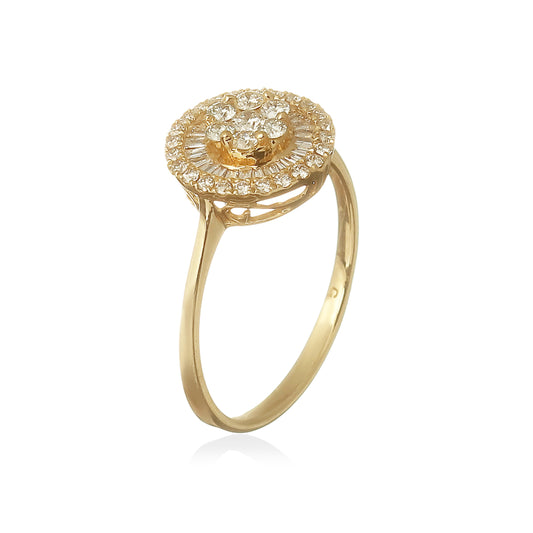 ANEL PIZZA DIAMANTES BAGUETE E BRILHANTES 0.5 CT