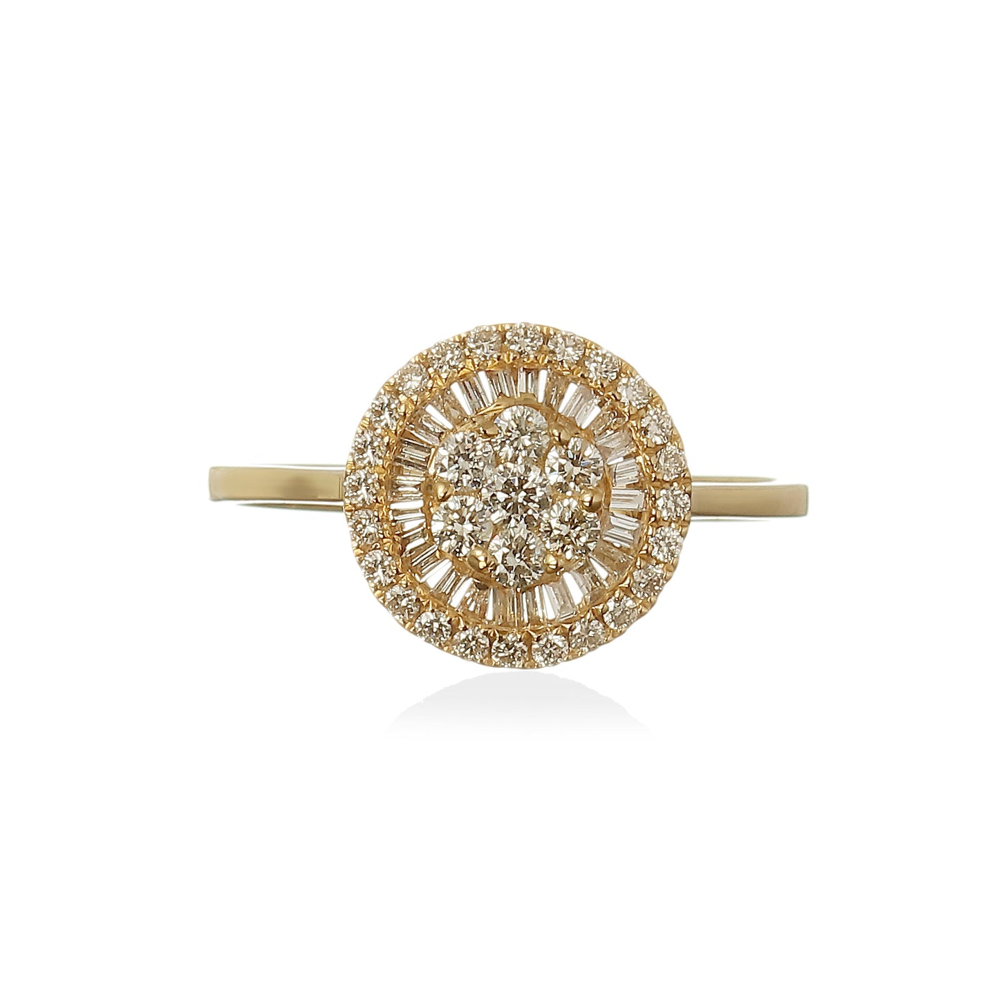 ANEL PIZZA DIAMANTES BAGUETE E BRILHANTES 0.5 CT
