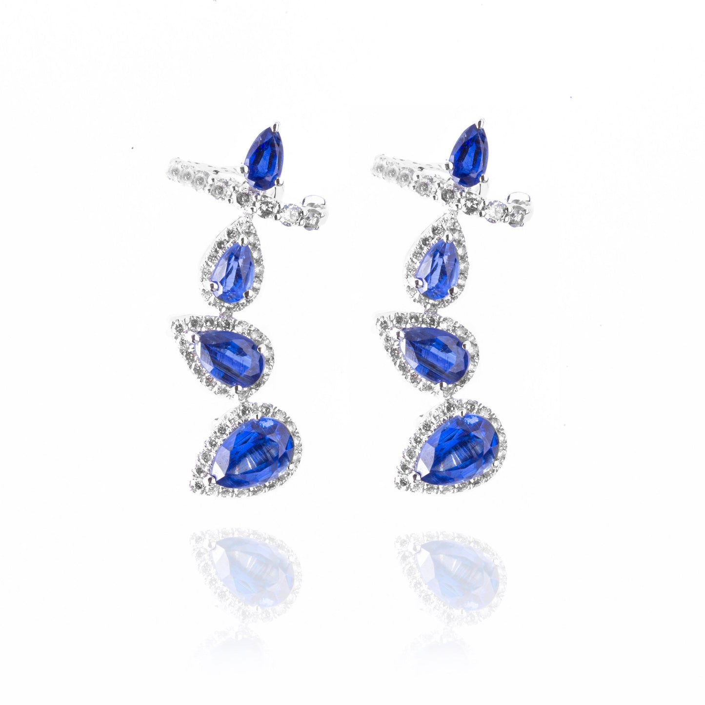 BRINCO EARCUFF SAFIRA E BRILHANTES 5.0 CT