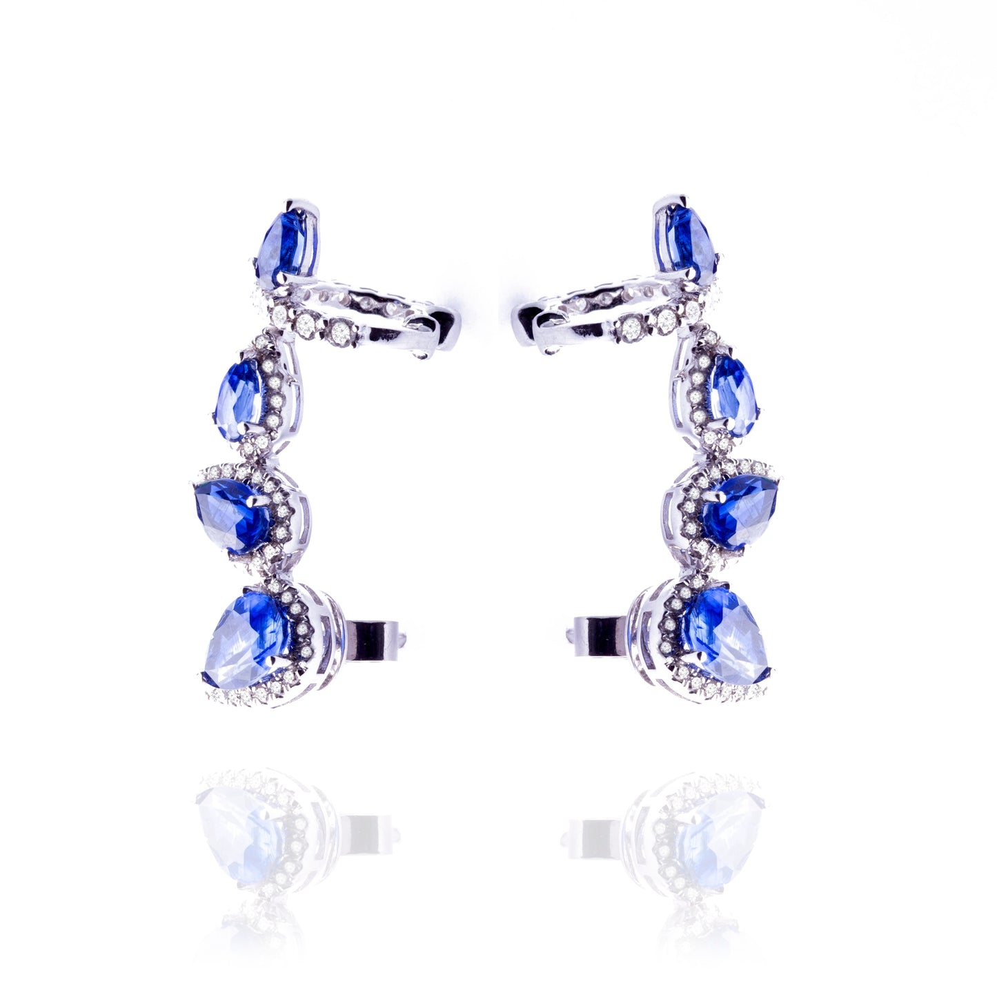 BRINCO EARCUFF SAFIRA E BRILHANTES 5.0 CT