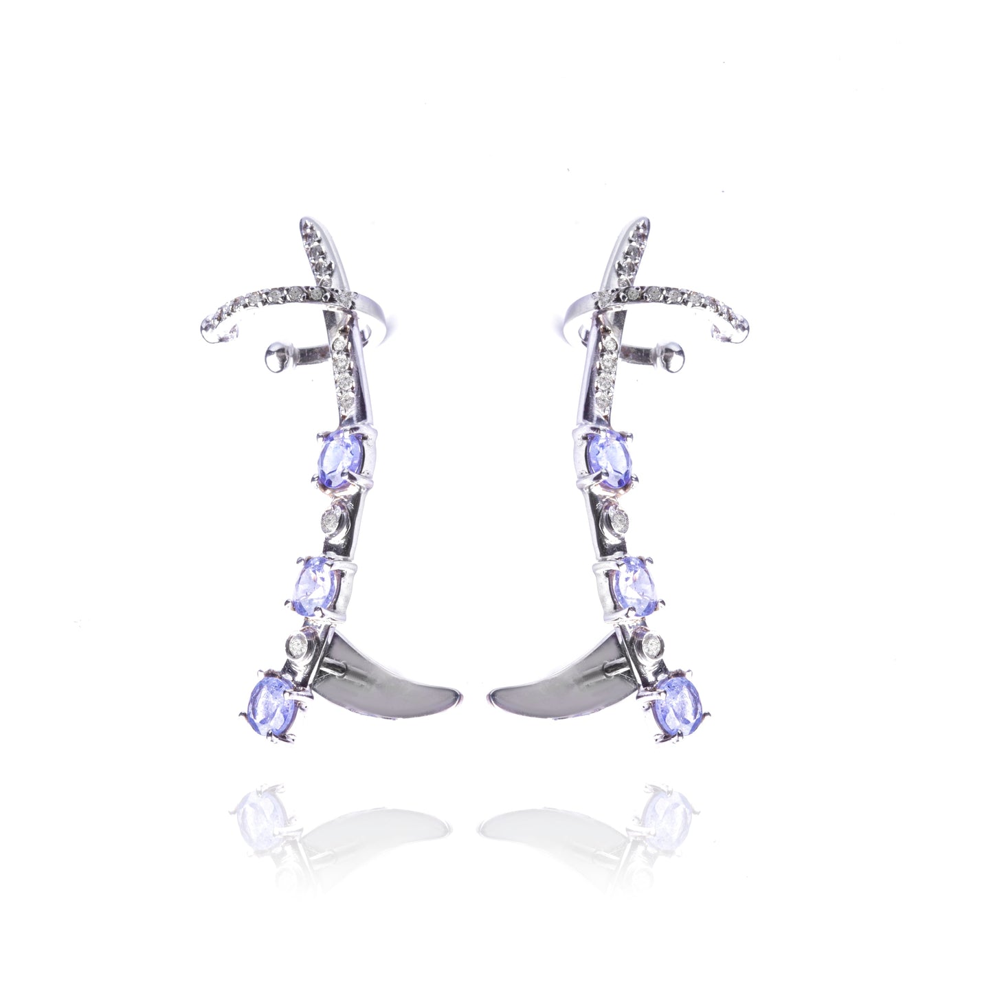 BRINCO EAR CUFF TANZANITA E BRILHANTES 2 CT