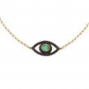 PULSEIRA OLHO GREGO OURO ESMERALDA COM SAFIRAS NEGRAS