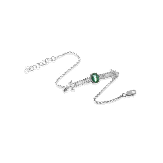 Pulseira Esmeralda Diamantes Baguete e Princess