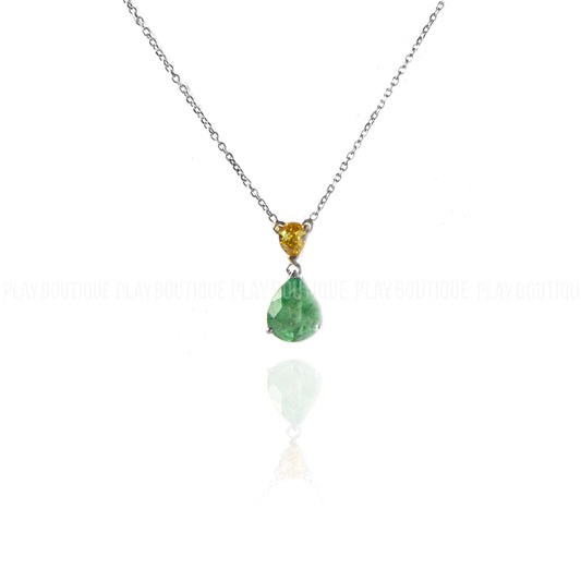 COLAR GOTA FANCY YELLOW E ESMERALDA BRASILEIRA 1.64 CT