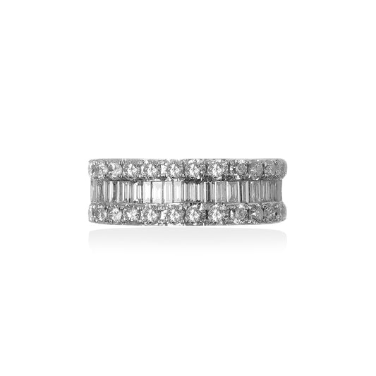 MEIA ALIANÇA BAGUETES E BRILHANTES 2.1 CT