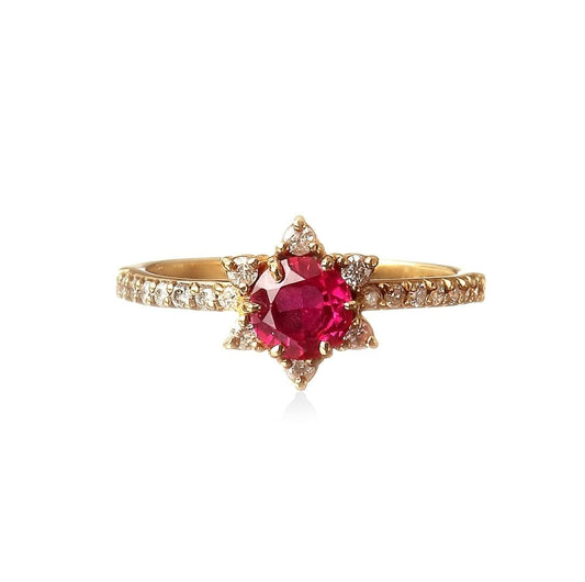 Anel Floral Safira Rosa e Brilhantes 0.96 CT
