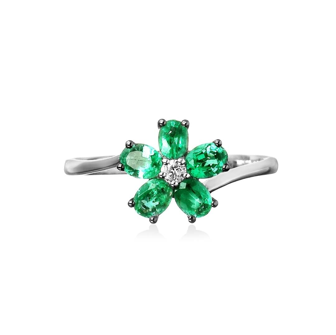 Anel Flower Esmeralda 0.8 CT
