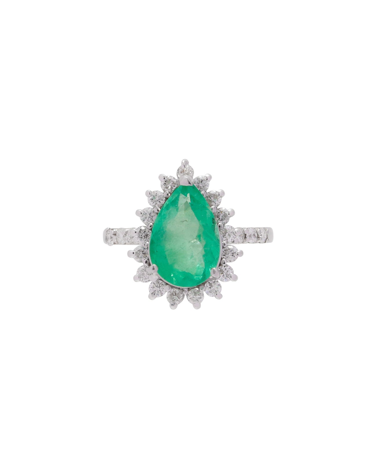 ANEL GOTA ESMERALDA E BRILHANTES 3.5 CT