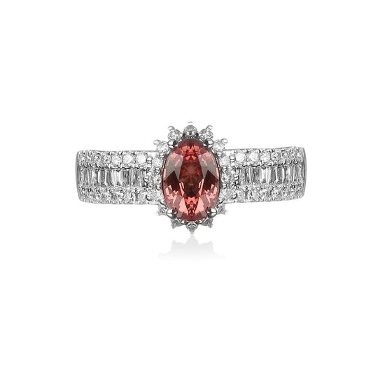Anel Rubi e Diamantes Baguete com Brilhantes 1.3 CT