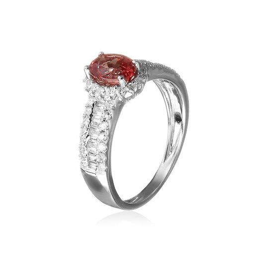 Anel Rubi e Diamantes Baguete com Brilhantes 1.3 CT