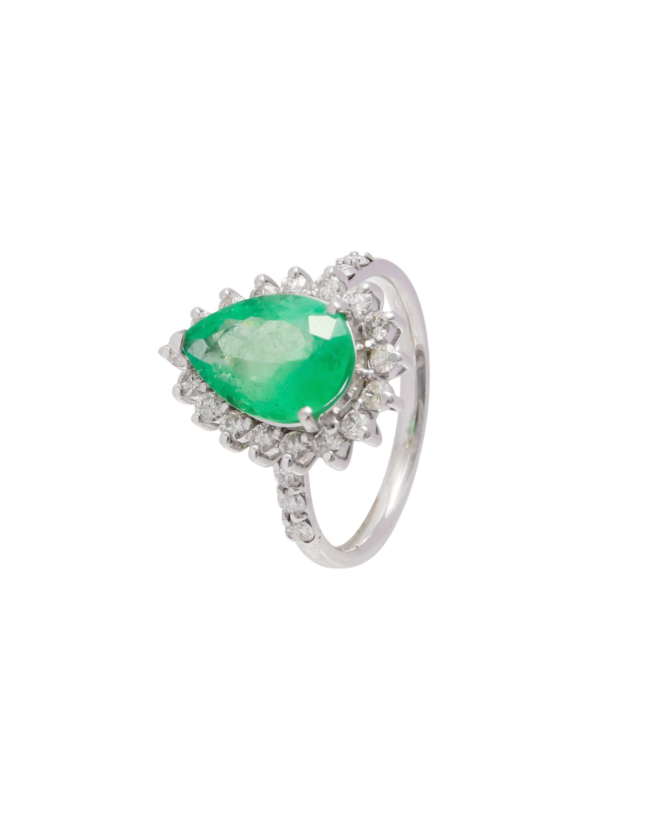ANEL GOTA ESMERALDA E BRILHANTES 3.5 CT