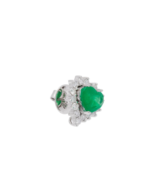 Brinco Coração Esmeralda e Brilhantes 6 CT