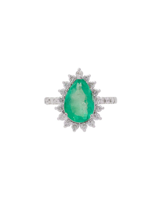 ANEL GOTA ESMERALDA E BRILHANTES 3.5 CT