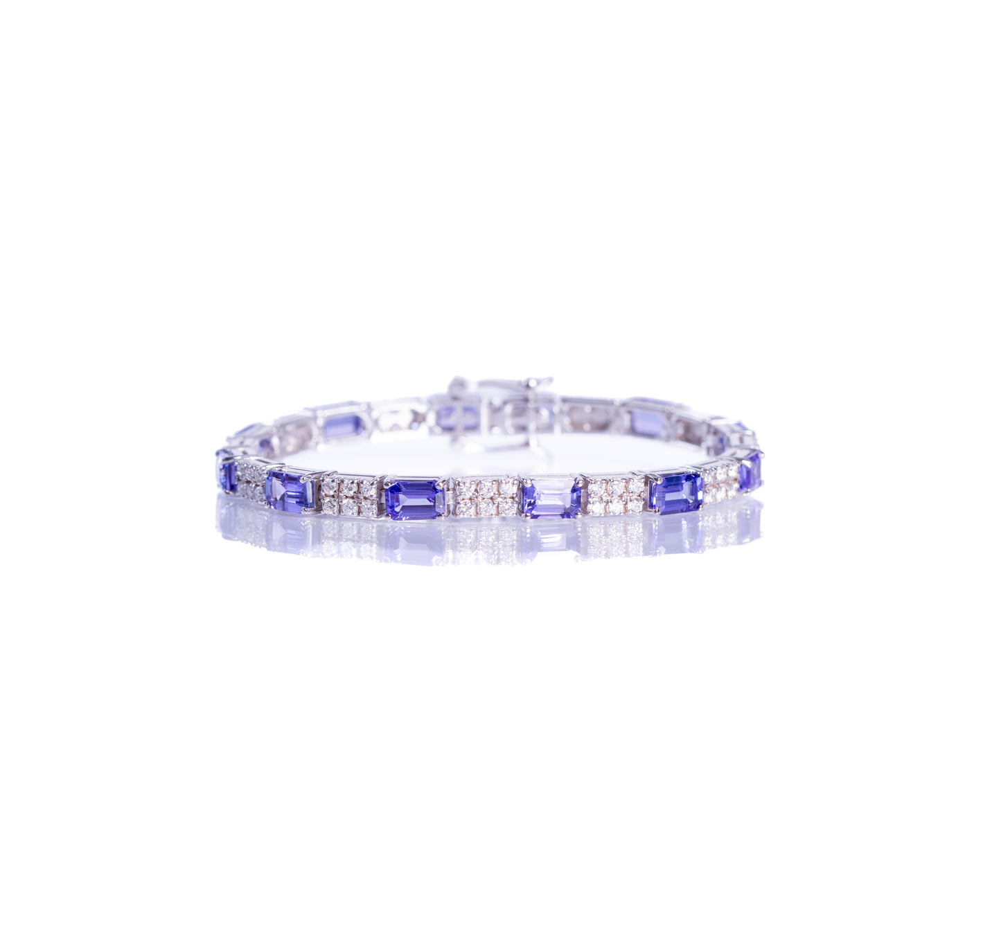 PULSEIRA TANZANITA BAGUETE E BRILHANTES 8.9 CT