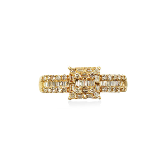 ANEL MEIA ALIANÇA DIAMANTES BAGUETE E BRILHANTES 0.5 CT