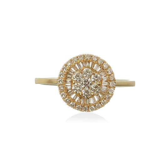 ANEL PIZZA DIAMANTES BAGUETE E BRILHANTES 0.5 CT