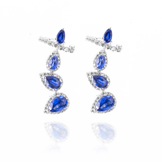 BRINCO EARCUFF SAFIRA E BRILHANTES 5.0 CT