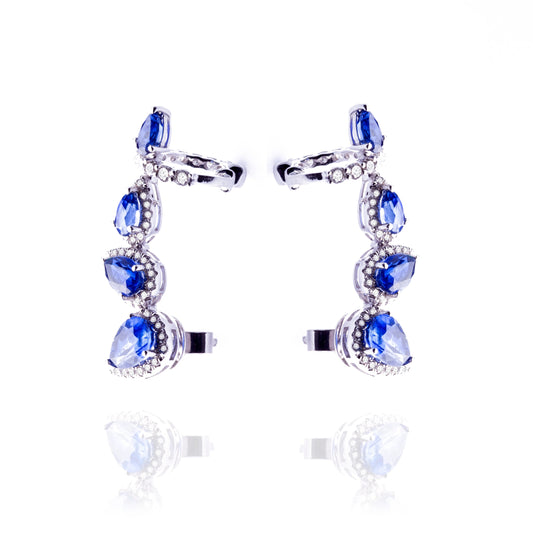 BRINCO EARCUFF SAFIRA E BRILHANTES 5.0 CT