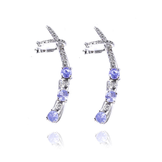 BRINCO EAR CUFF TANZANITA E BRILHANTES 2 CT